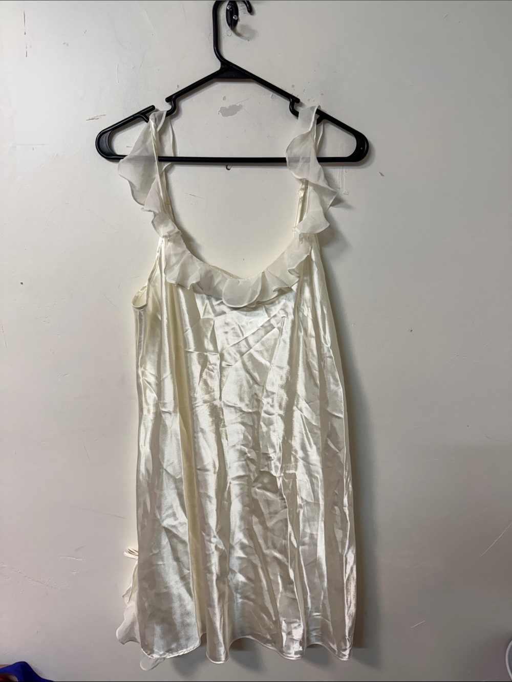 Morgan Taylor Cream Satin Ruffle-Trim Slip